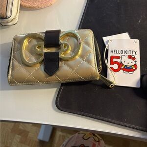 Hello Kitty 50th Gold Quilted Women's Wallet. NWT